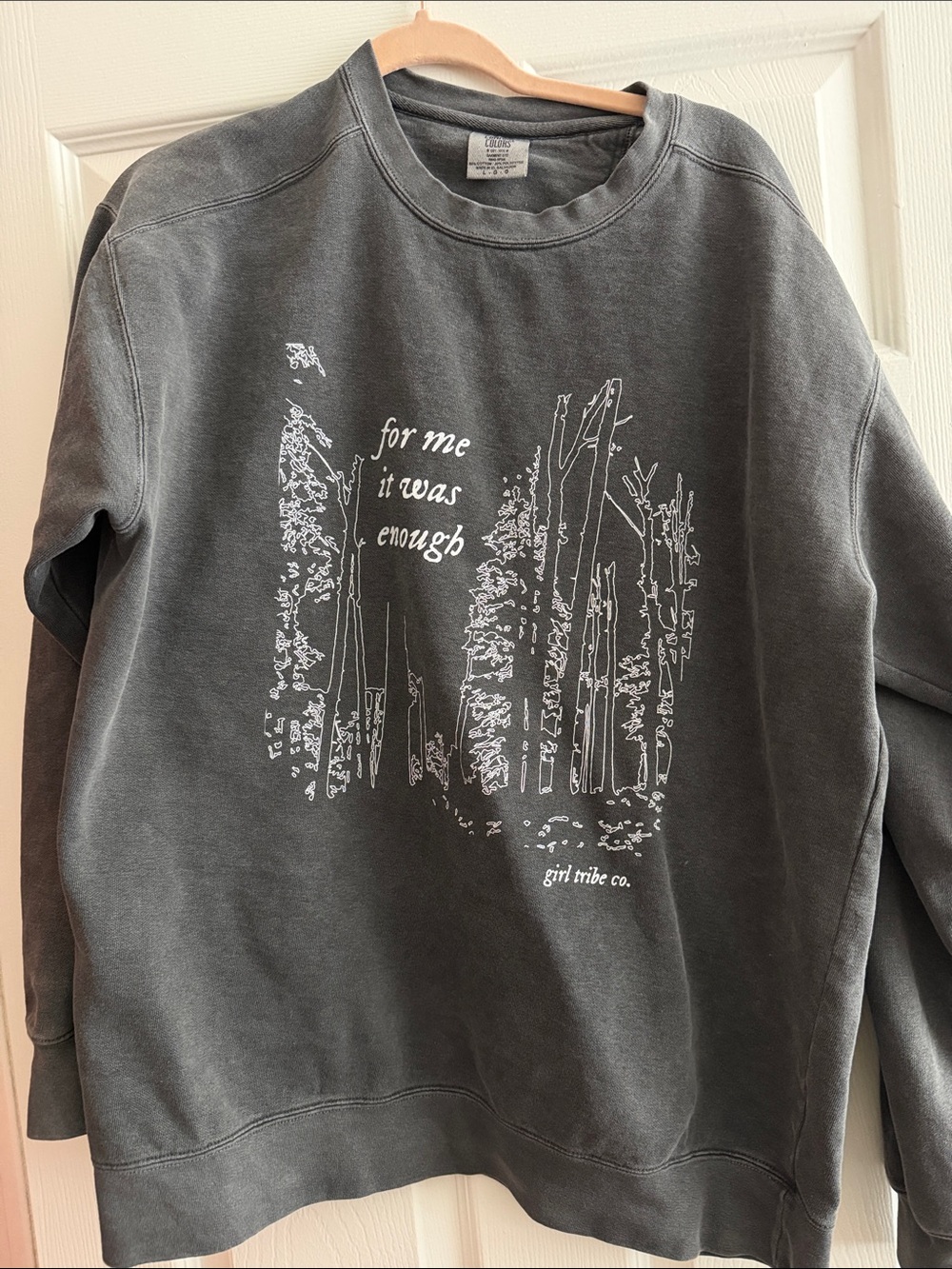 Comfort Colors Gray Graphic Crewneck Sweatshirt with White Forest Art